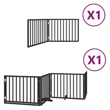 Puerta Para Perros Plegable 6 Paneles Madera Álamo Negra 480 Cm Vidaxl