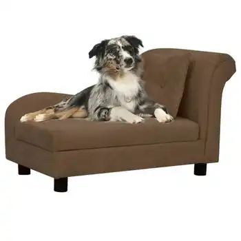 Sofá Para Perros Con Almohada Marrón Felpa 83x44x44 Cm