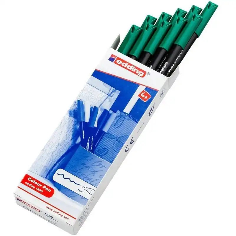 Edding 1200 Caja 10 Rotuladores Punta Fibra Sintética Verde