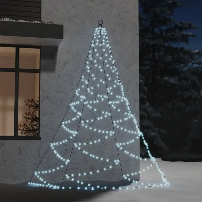 vidaXL Árbol de pared con gancho metálico 260 LED blanco frío 3 m