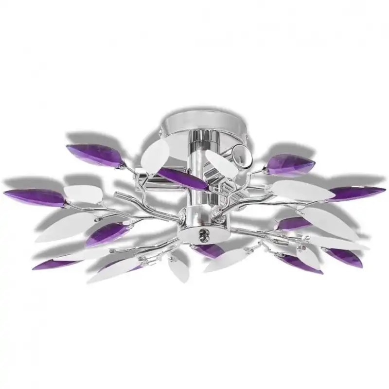VidaXL Lámpara de Techo Hojas 3xE14 Blanco/Morado