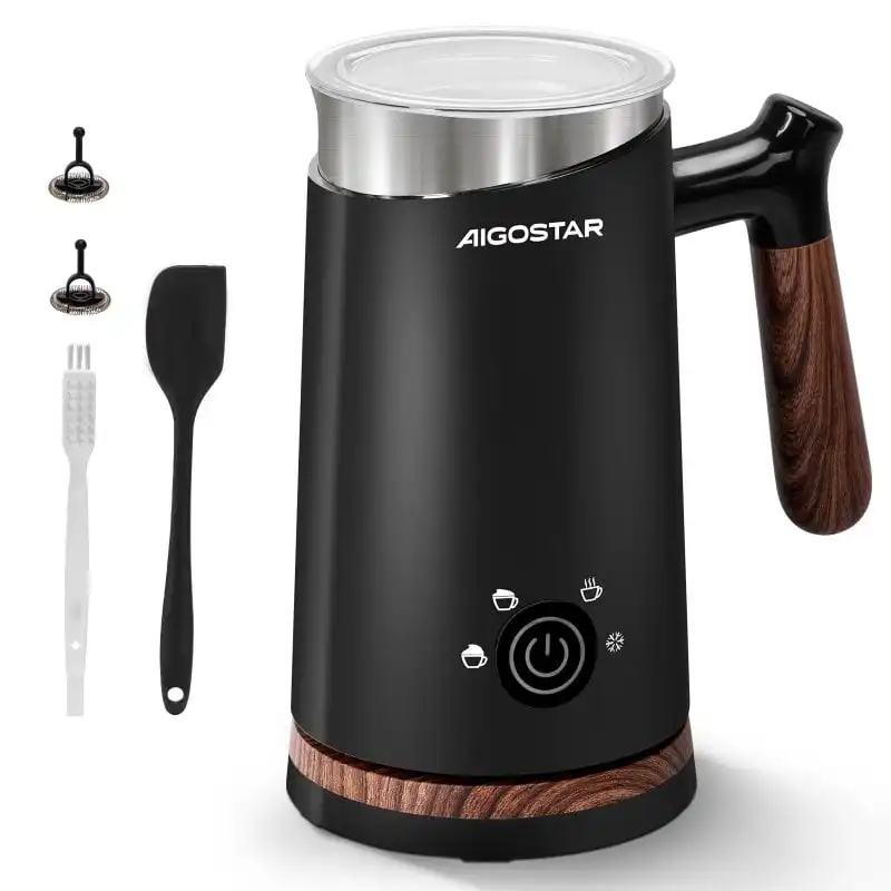 Aigostar Espumador de Leche Eléctrico 300ml 500W Negro