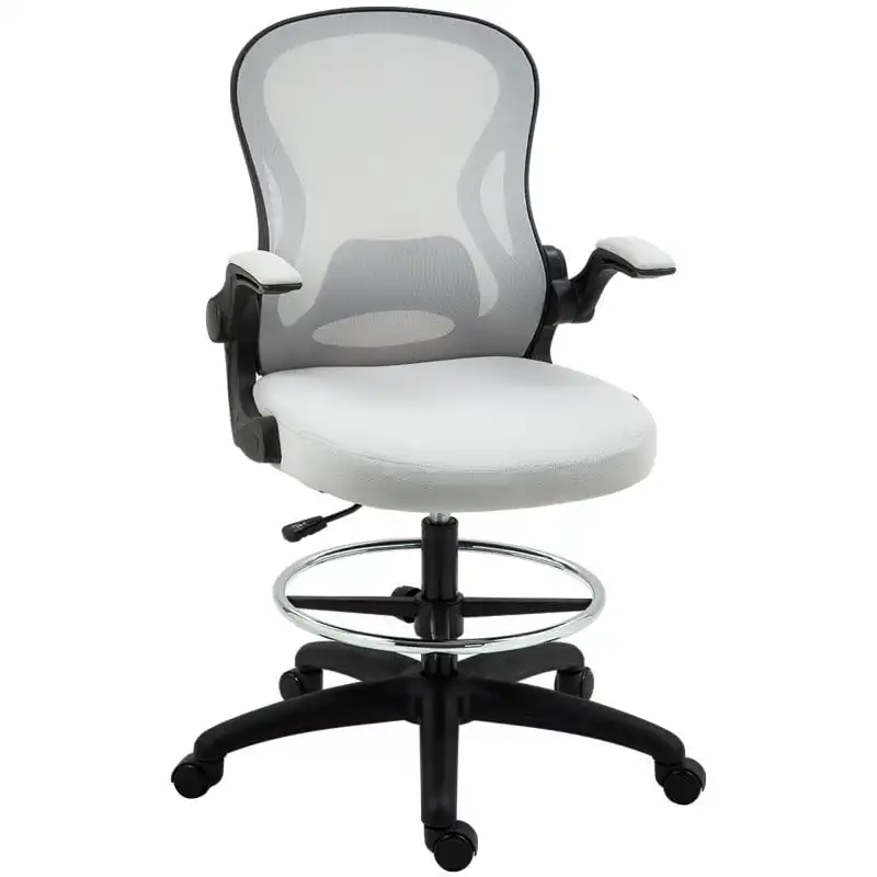 Vinsetto Silla De Dibujo Giratoria Con Reposabrazos Abatibles 59x65x102-122 Cm