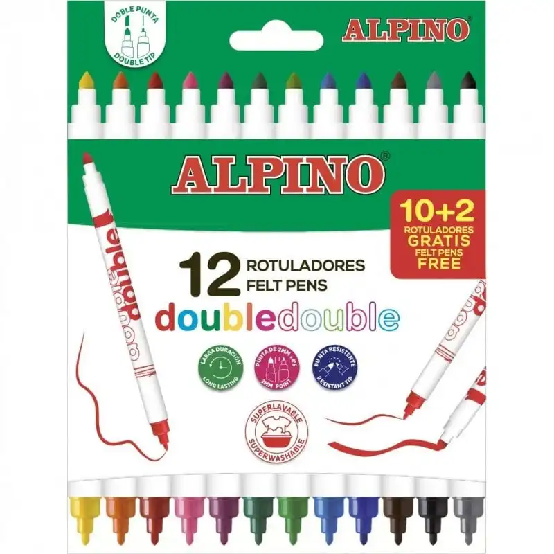 Alpino DoubleDouble AR002013 Pack de 12 Rotuladores de Colores y Punta Doble