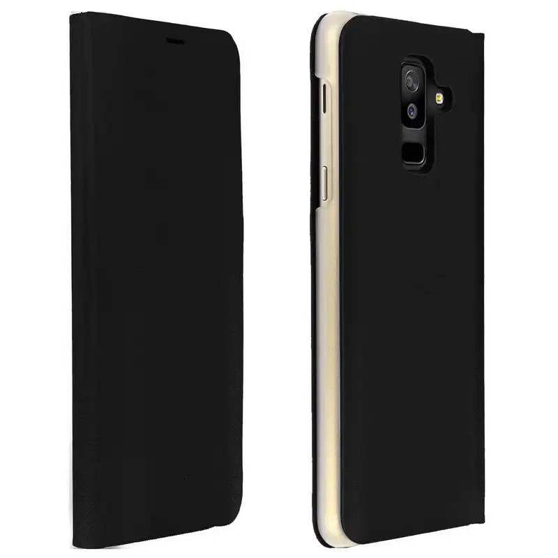 Avizar Flip Book Cover Funda Cartera Negra para Samsung Galaxy A6 Plus