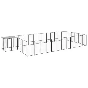 Perrera Exterior | Jaula Para Perro | Parque Para Mascotas Negra 22,99 M² Acero Cfw783997