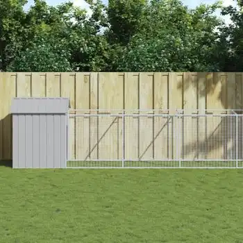 Caseta Perro | Perrera Exterior Tejado Acero Galvanizado Gris Claro 117x1017x123cm Cfw750370