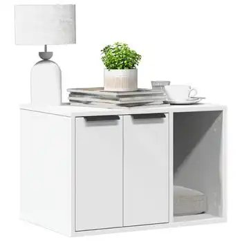 Mueble Arenero Para Gatos Madera Ingeniería Blanco 60x40x40 Cm