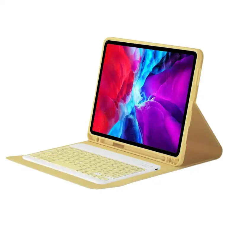 Royal Bailey Ps12 Funda Con Bluetooth Teclado Para Ipad 10.2(2021/2020/2019)/ipad Air 10.5/ipad Pro10.5 Amarillo