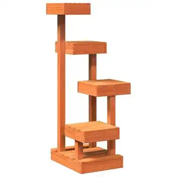 Árbol Para Gatos Madera Maciza Pino Marrón Cera 45,5x49x103 Cm Vidaxl