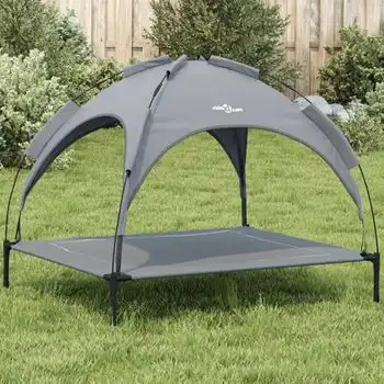 Cama Para Perros Con Dosel Antracita Tela Oxford Y Acero