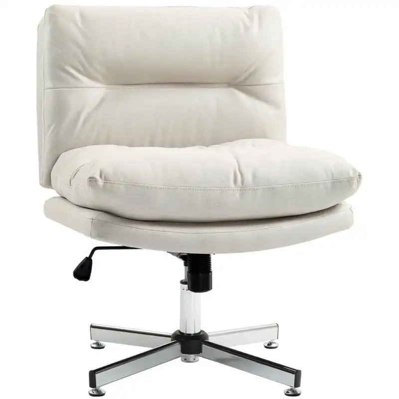 Homcom Silla De Escritorio Sin Brazos Con Altura Ajustable Base Cruzada Gris