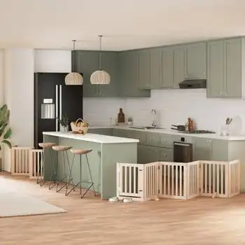 Puerta Para Perros Plegable 15 Paneles Madera De Álamo 750 Cm