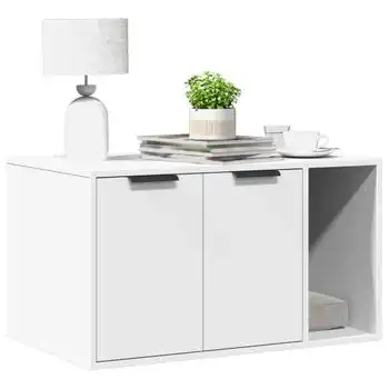 Mueble Arenero Para Gatos Madera Ingeniería Blanco 80x50x45 Cm