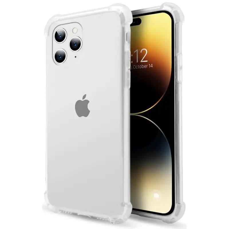 PcCom Essential Funda Antishock Transparente para iPhone 14 Pro