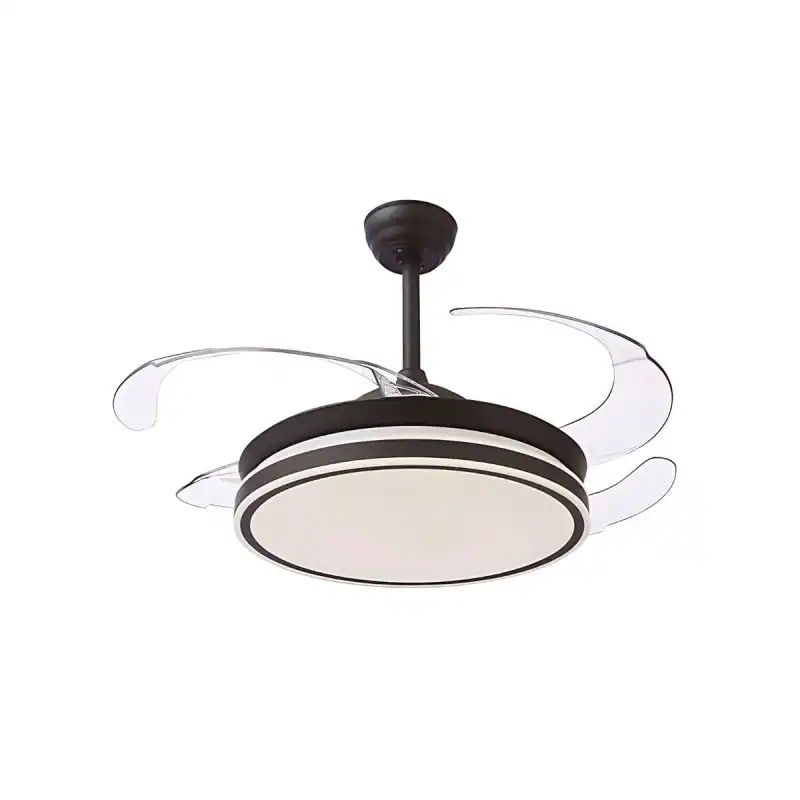 Bel Air Cocon Ventilador de Techo con Luz y Mando 72W 108cm 4 Aspas Retráctiles Negro