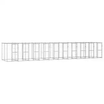 Perrera De Exterior | Jaula Para Perro | Parque Para Mascotas De Acero Galvanizado Con Techo 24,2 M² Cfw783978