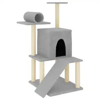 Rascador Para Gatos Con Postes De Sisal Gris Claro 110,5 Cm Vidaxl