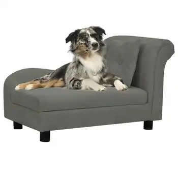 Sofá Para Perros Con Almohada Gris Oscuro Felpa 83x44x44 Cm