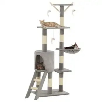 Rascador Para Gatos Con Poste De Sisal 138 Cm Gris