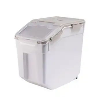 Contenedor De Comida Para Perro Gato 22 X 40 X 41.5 Cm Blanco Contenedor Pienso Perros Con Ruedas Para Mascotas Caja De Alimentos