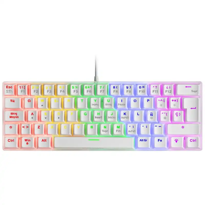Mars Gaming MK60 Teclado Mecánico Blanco FRGB Switch Rojo Layout Español