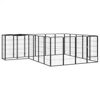 Jaula Perros 22 Paneles | Perrera Exterior Acero Recubierto Polvo Negro 50x100 Cm Cfw765823