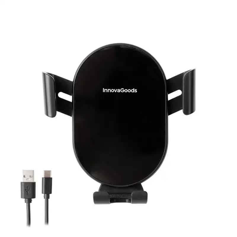 InnovaGoods IG7827076 Soporte Cargador Rápido Inalámbrico para Coche Negro