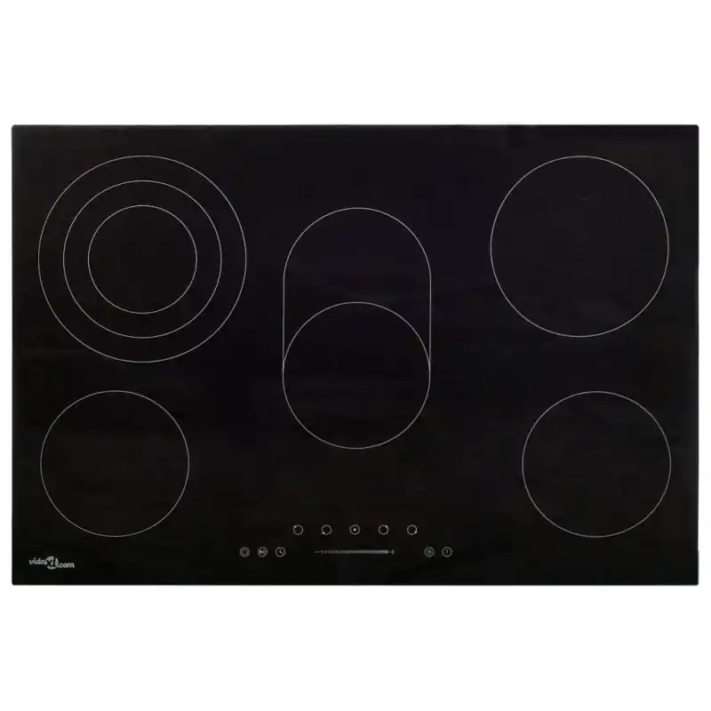 VidaXL Placa de Vitrocerámica 5 Zonas 90cm Negra