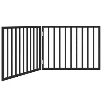 Puerta Para Perros Plegable 2 Paneles Madera Álamo Negra 160 Cm Vidaxl