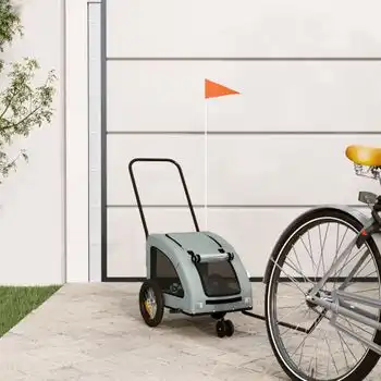 Remolque De Bicicleta Mascotas Hierro Tela Oxford Gris