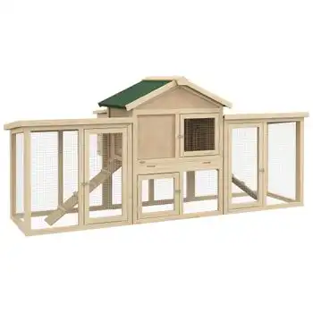 Gallinero De Madera De Abeto Pawhut 204x85x93 Cm Natural