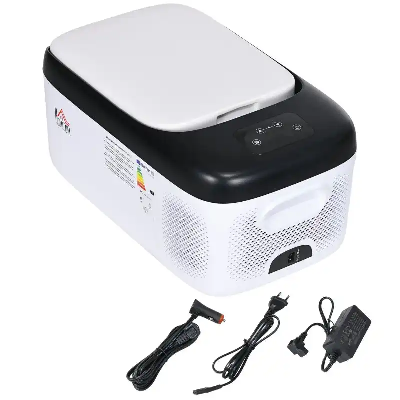 Homcom Nevera Compresor Portátil 15L Refrigerador de Coche Blanca