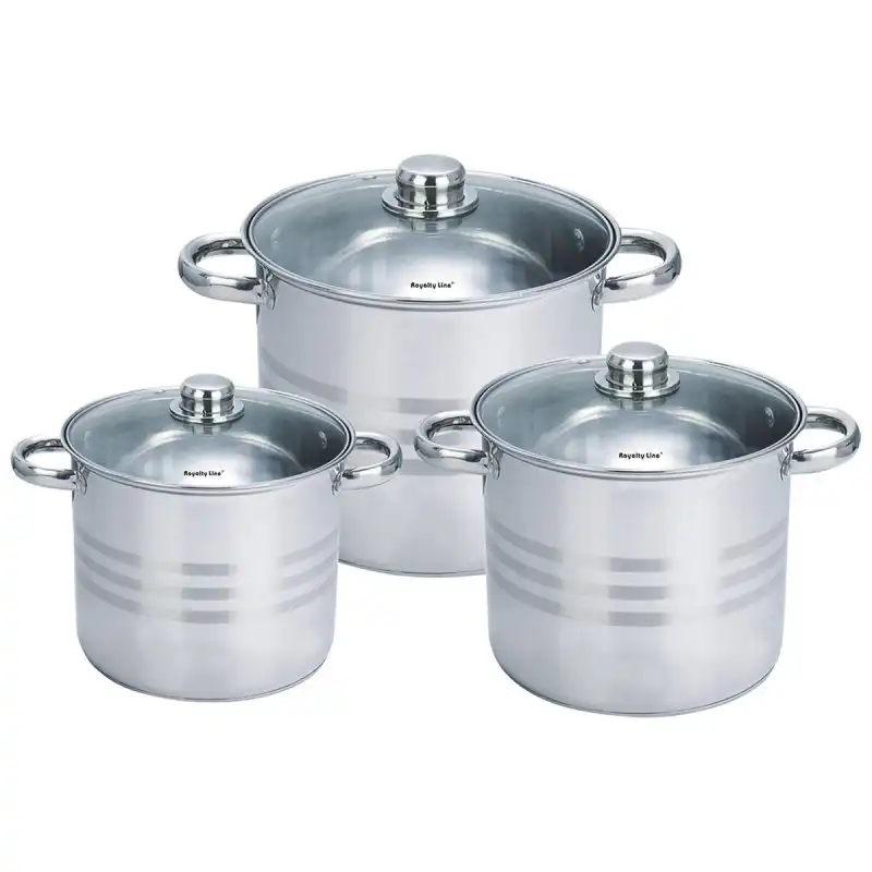 Olla Con Tapa De Cristal Royalty Line Sp4 Acero 6 Piezas