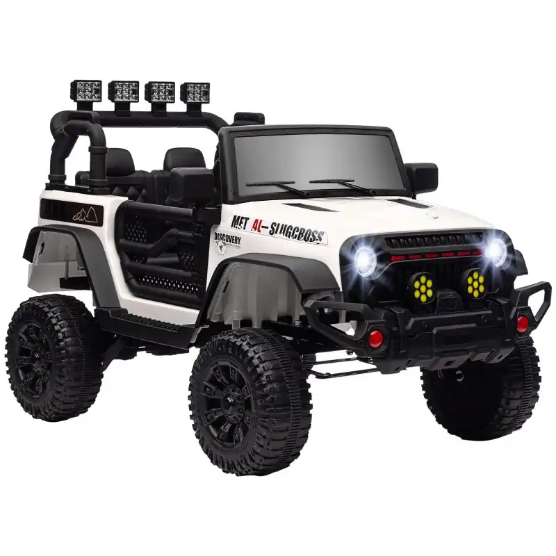 Aiyaplay Coche Eléctrico Para Niños De +3 Años Con Batería 12v Bluetooth Blanco