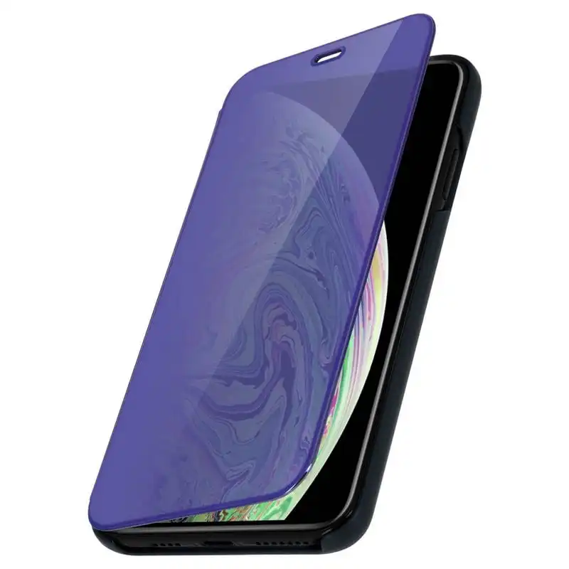 Avizar Funda Libro Translúcida Azul Oscuro para iPhone XS Max