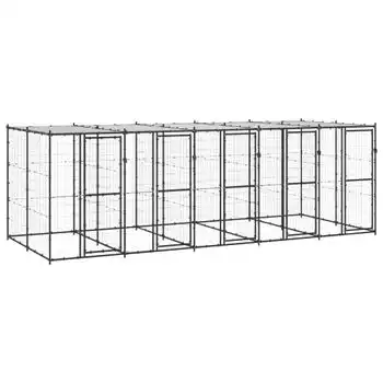 Perrera De Exterior De Acero Con Techo 12,1 M²