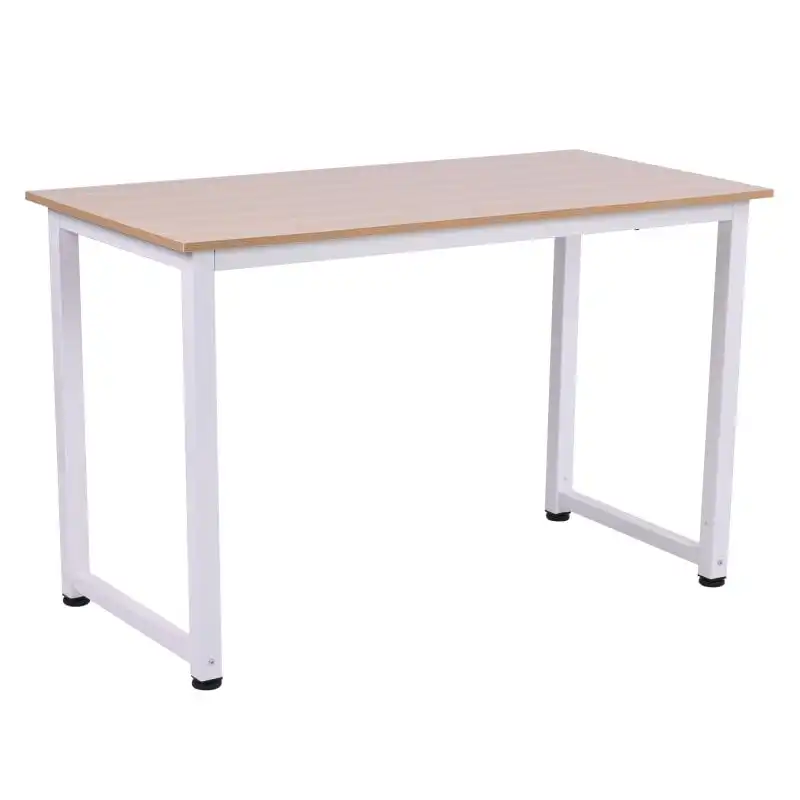 Homcom Mesa de Ordenador Pies Ajustables 120x60x76cm Max 100kg Marco Metal Roble