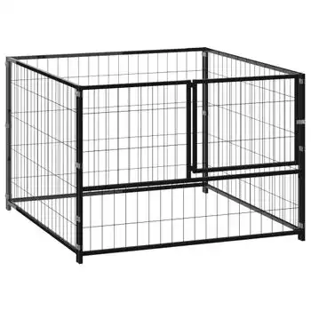 Perrera Exterior | Jaula Para Perro | Parque Para Mascotas De Acero Negro 100x100x70 Cm Cfw783692