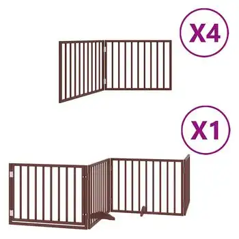 Puerta De Perros Plegable 12 Paneles Madera Álamo Marrón 960 Cm Vidaxl