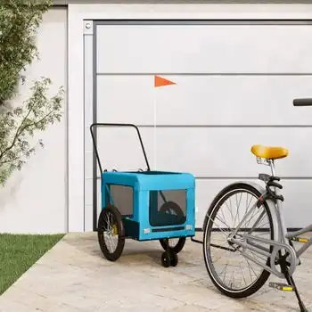 Remolque De Bicicleta Mascotas Hierro Tela Oxford Azul Negro