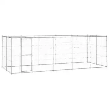 Perrera De Exterior | Jaula Para Perro | Parque Para Mascotas De Acero Galvanizado Con Techo 12,1 M² Cfw783971