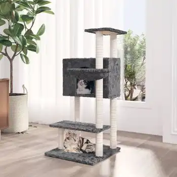 Rascador Para Gatos Con Postes De Sisal Gris Oscuro 108,5 Cm