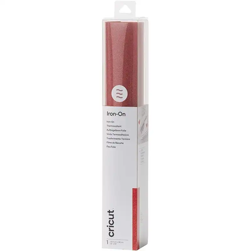 Cricut Giltter Iron-On Vinilo Textil Termoadhesivo con Purpurina 30.5 cm x 48 cm Rojo