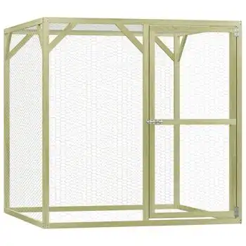 Jaula Gallinero Madera Impregnada Pino Y Acero 1,5x1,5x1,5 M Vidaxl