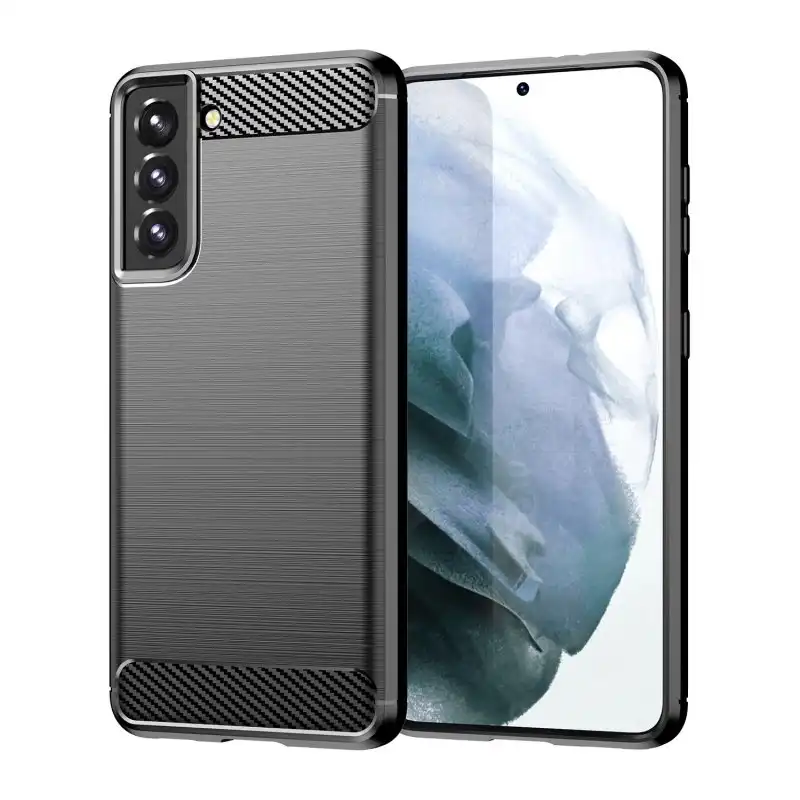 Max Power Digital Funda Fibra De Carbono Para Móvil Samsung Galaxy S21 Plus Antigolpes Silicona Negra
