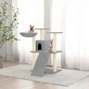 Rascador Para Gatos Con Postes De Sisal Gris Claro 83 Cm
