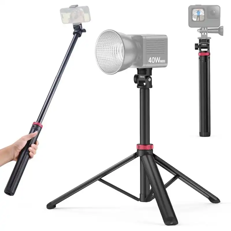 Ulanzi MT-79 Trípode Extensible de Aluminio, Soporte Luz, Tornillo De 1/4, Cabeza de Bola 360º Negro