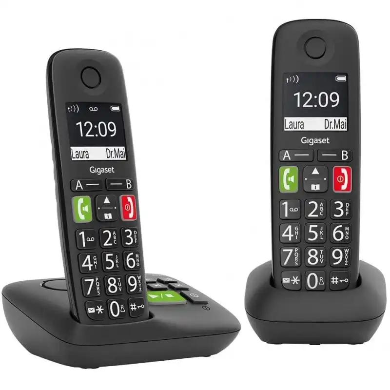 Gigaset E290A Teléfono Inalámbrico Duo Negro