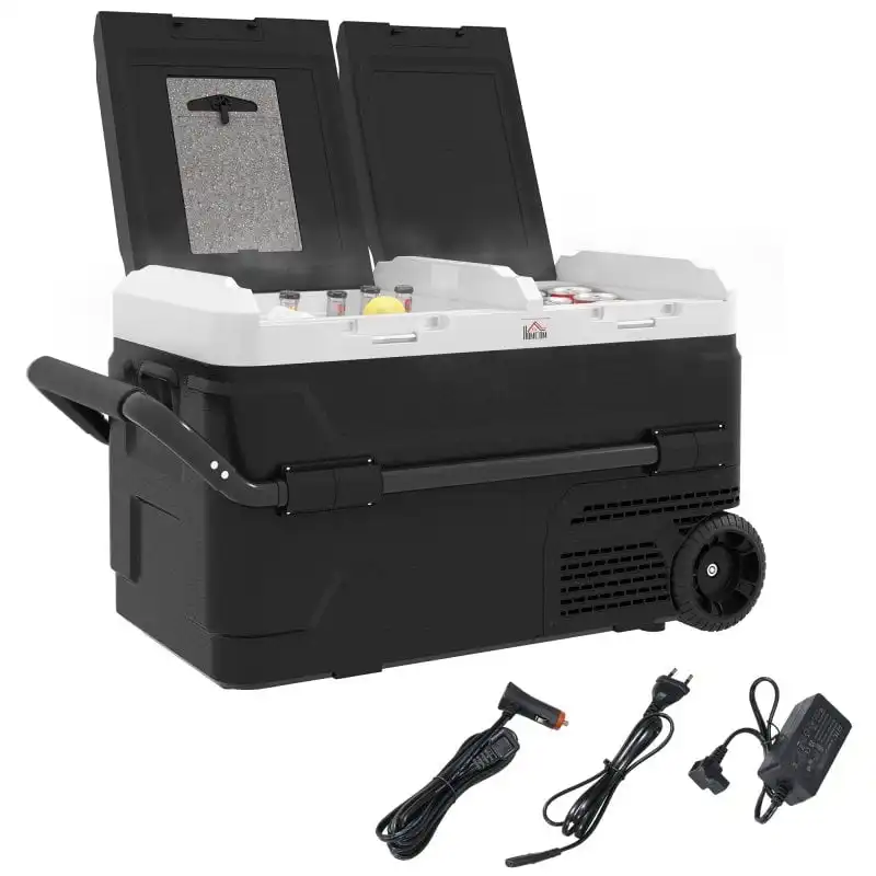 Homcom Nevera Portátil 40L con Doble Zona Refrigerador de Coche